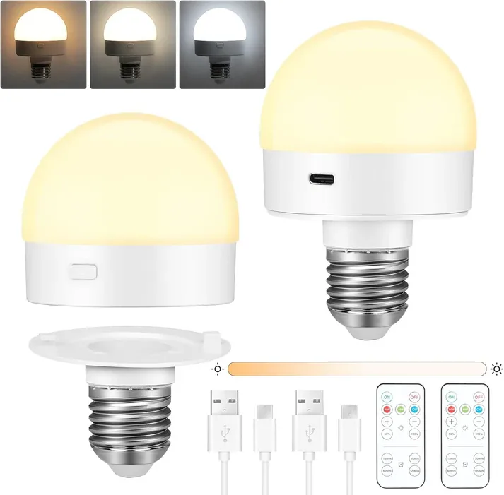 Foco LED recargable de 10W con rosca E27 y control remoto